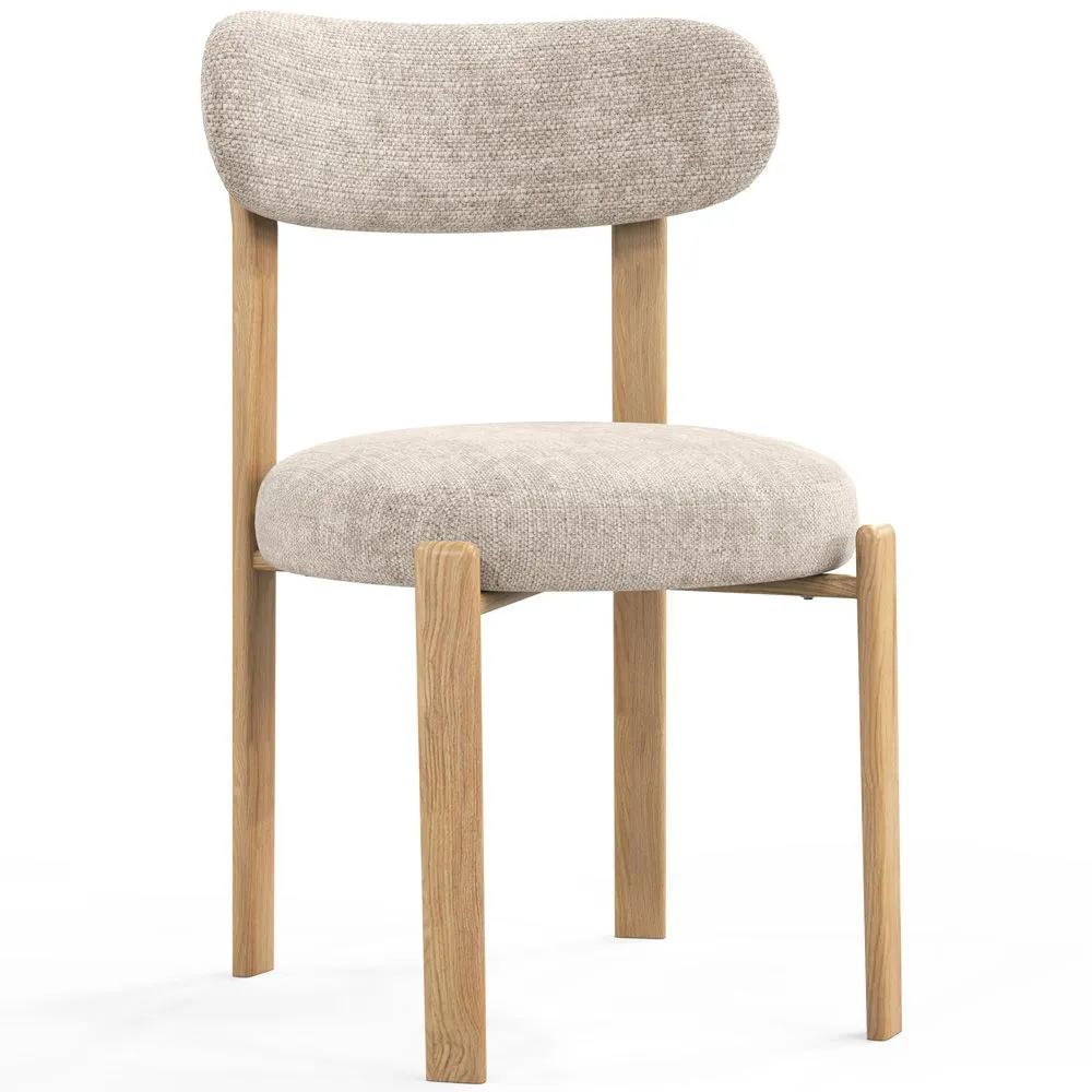 Eetkamerstoel Chenille gestoffeerd - Eiken effect poten - Ergonomisch en modern ontwerp - Okare image 8