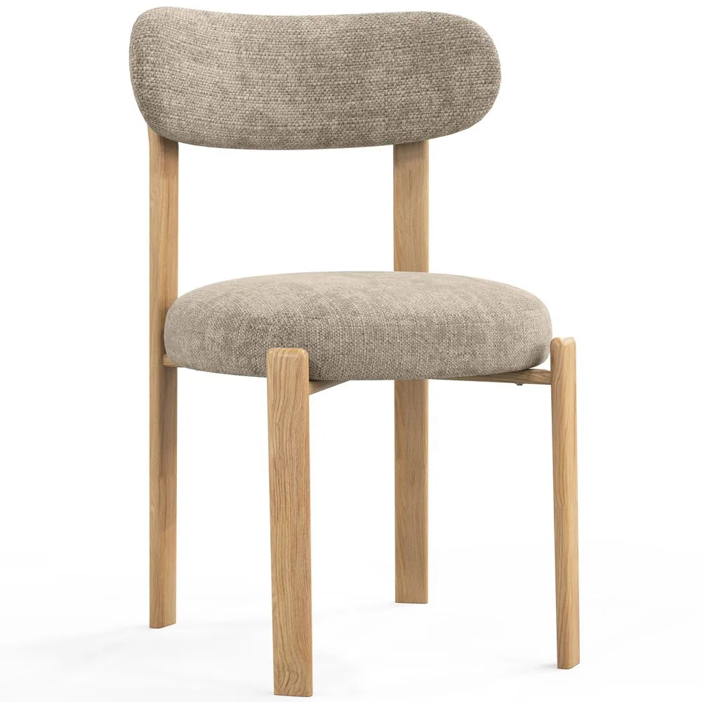 Eetkamerstoel Chenille gestoffeerd - Eiken effect poten - Ergonomisch en modern ontwerp - Okare image 8