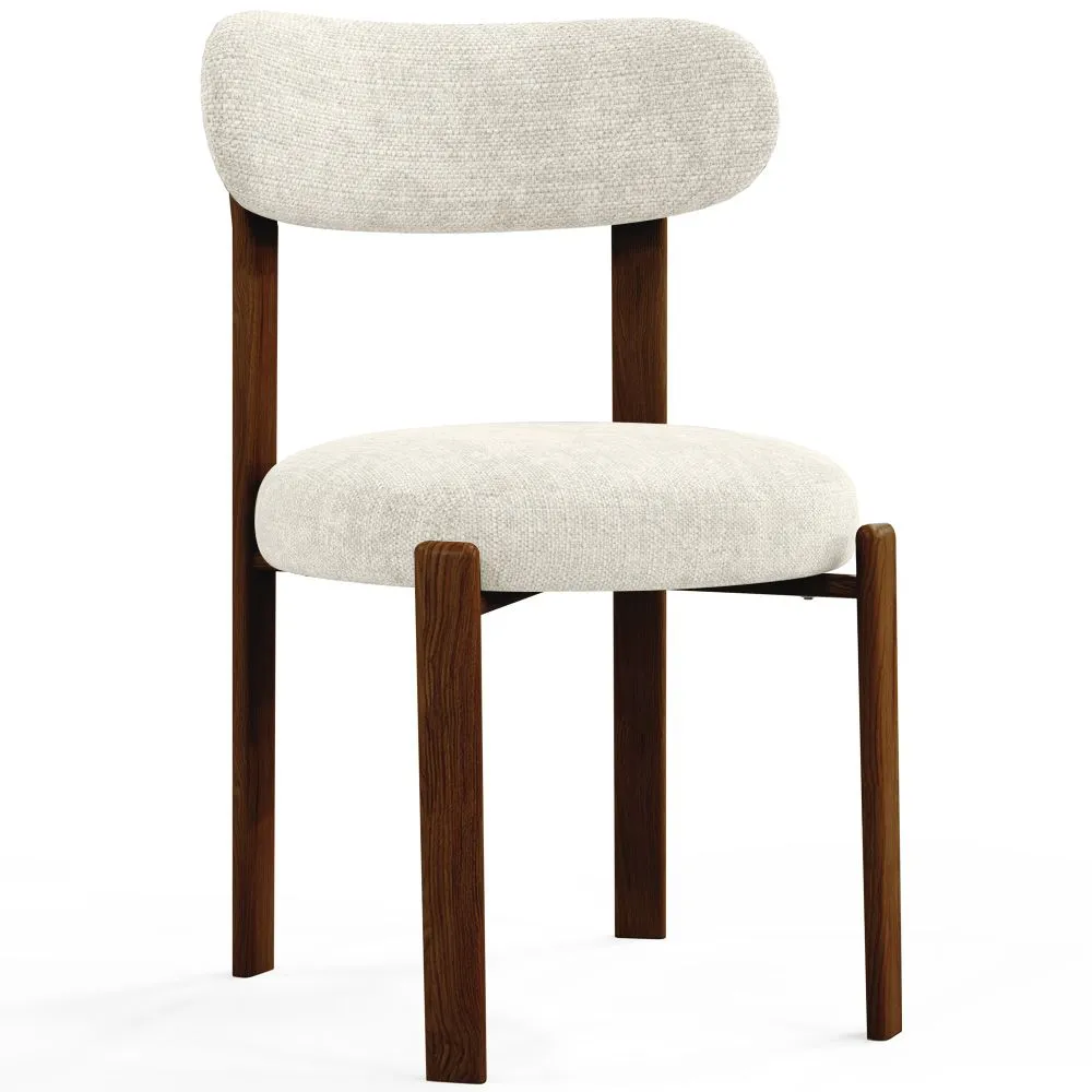 Eetkamerstoel gestoffeerd in Chenille – Donker hout-effect poten – Ergonomisch en modern ontwerp – Okare image 8
