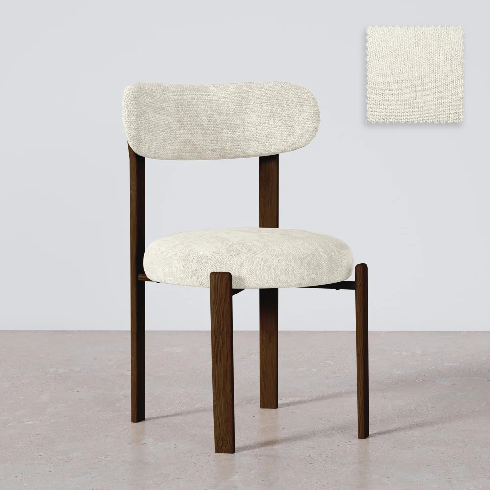 Eetkamerstoel gestoffeerd in Chenille – Donker hout-effect poten – Ergonomisch en modern ontwerp – Okare image 8