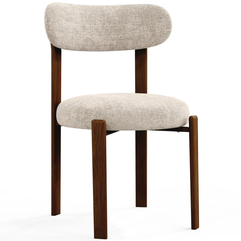 Eetkamerstoel gestoffeerd in Chenille – Donker hout-effect poten – Ergonomisch en modern ontwerp – Okare image 8