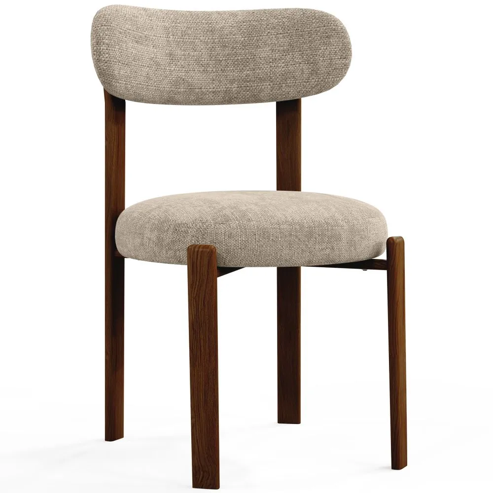 Eetkamerstoel gestoffeerd in Chenille – Donker hout-effect poten – Ergonomisch en modern ontwerp – Okare image 8