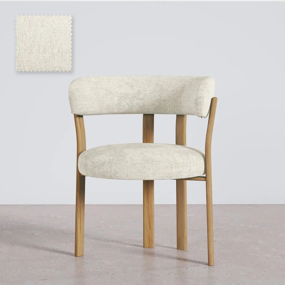 Woonkamer fauteuil met armleuningen bekleed met Chenille – Eikenhouten-effect poten – Ergonomisch en modern ontwerp – Okare image 8