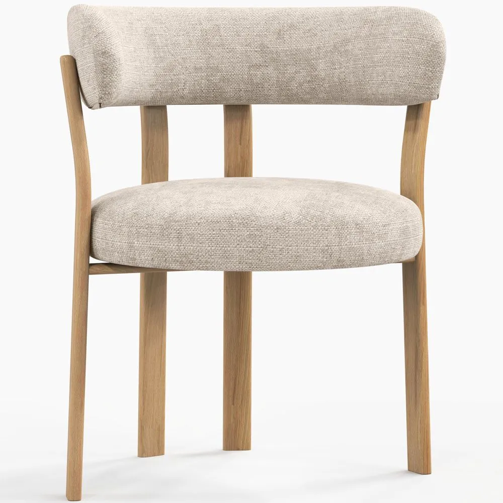 Woonkamer fauteuil met armleuningen bekleed met Chenille – Eikenhouten-effect poten – Ergonomisch en modern ontwerp – Okare image 8