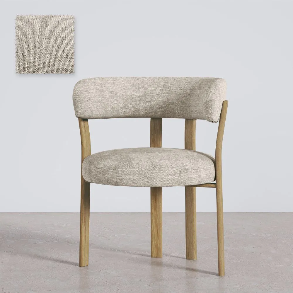 Woonkamer fauteuil met armleuningen bekleed met Chenille – Eikenhouten-effect poten – Ergonomisch en modern ontwerp – Okare image 8