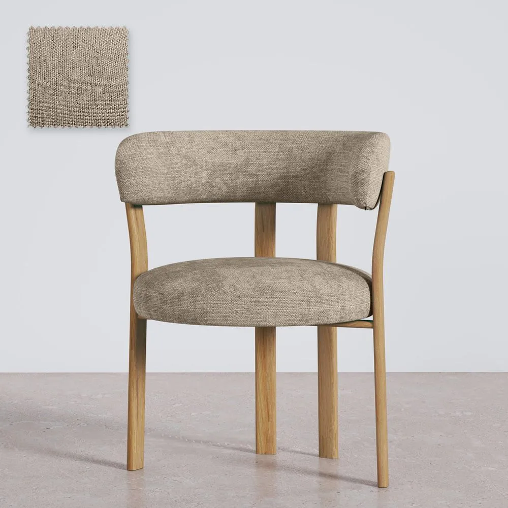 Woonkamer fauteuil met armleuningen bekleed met Chenille – Eikenhouten-effect poten – Ergonomisch en modern ontwerp – Okare image 8