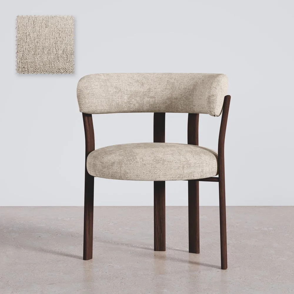 Woonkamer fauteuil met armleuningen bekleed met Chenille – Donker hout-effect poten – Ergonomisch en modern ontwerp – Okare image 8