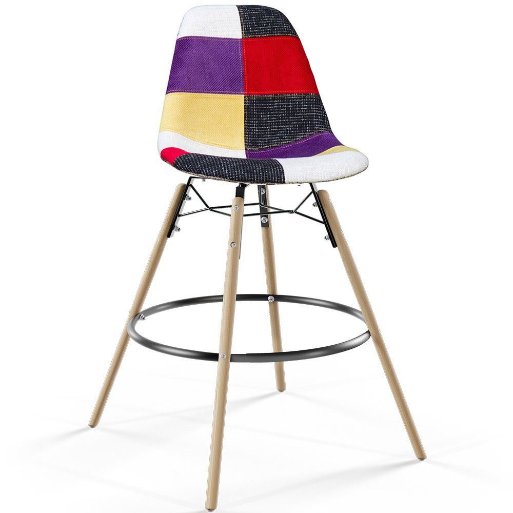 Barkruk - Patchwork bekleding - Scandinavisch ontwerp en houten poten - Skögur image 8