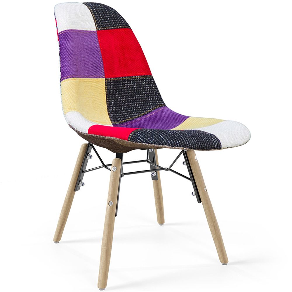 Eetkamerstoel - Patchwork Bekleding - Scandinavisch Design en Houten Poten - Skögur image 8