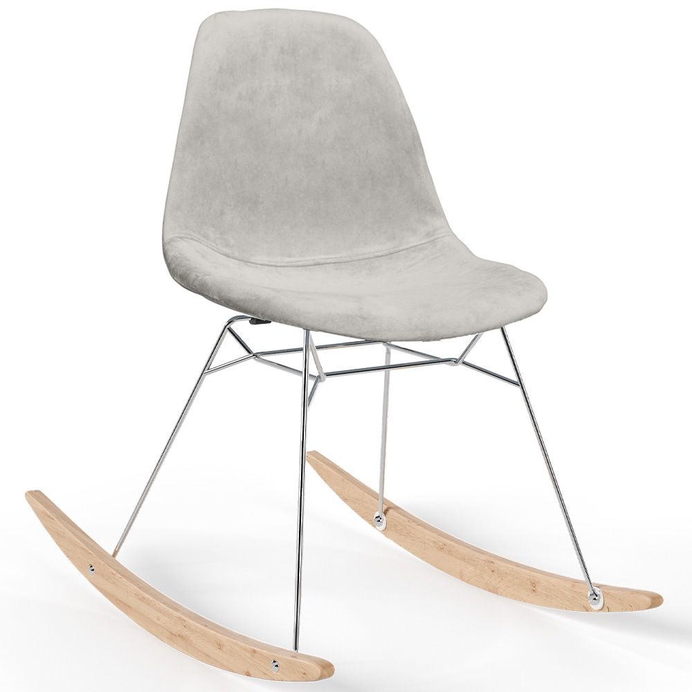 Schommelstoel Modern Stof Bekleed voor Volwassenen - Stalen en Houten Poten - Skögur image 8