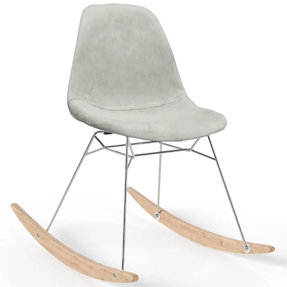 Schommelstoel Modern Stof Bekleed voor Volwassenen - Stalen en Houten Poten - Skögur image 8