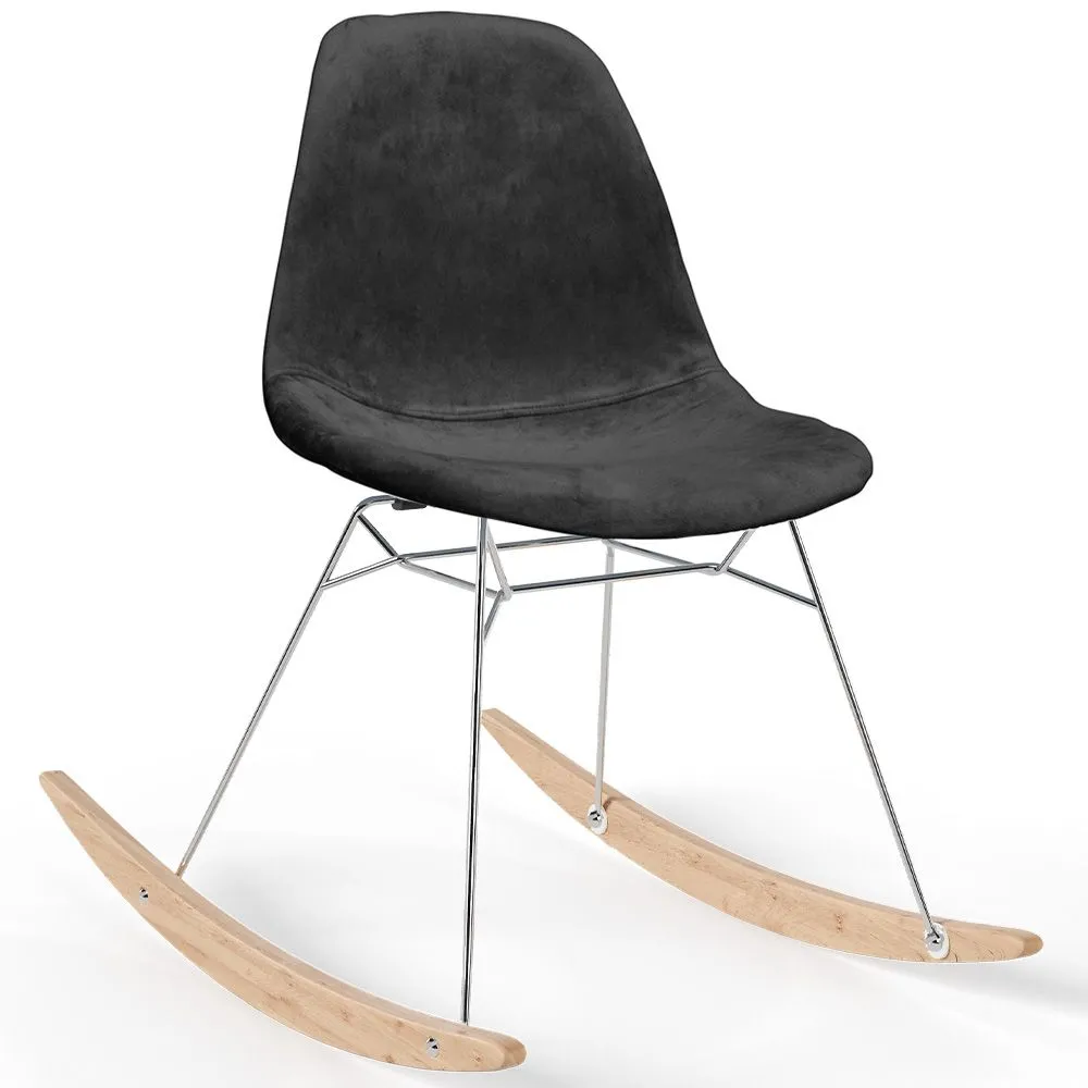 Schommelstoel Modern Stof Bekleed voor Volwassenen - Stalen en Houten Poten - Skögur image 8