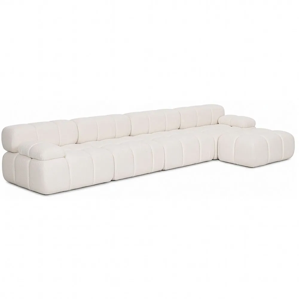 Modulaire Bank Chaise Longue Bekleed met Bouclé Stof - 4/5 zitplaatsen - Bianca image 8