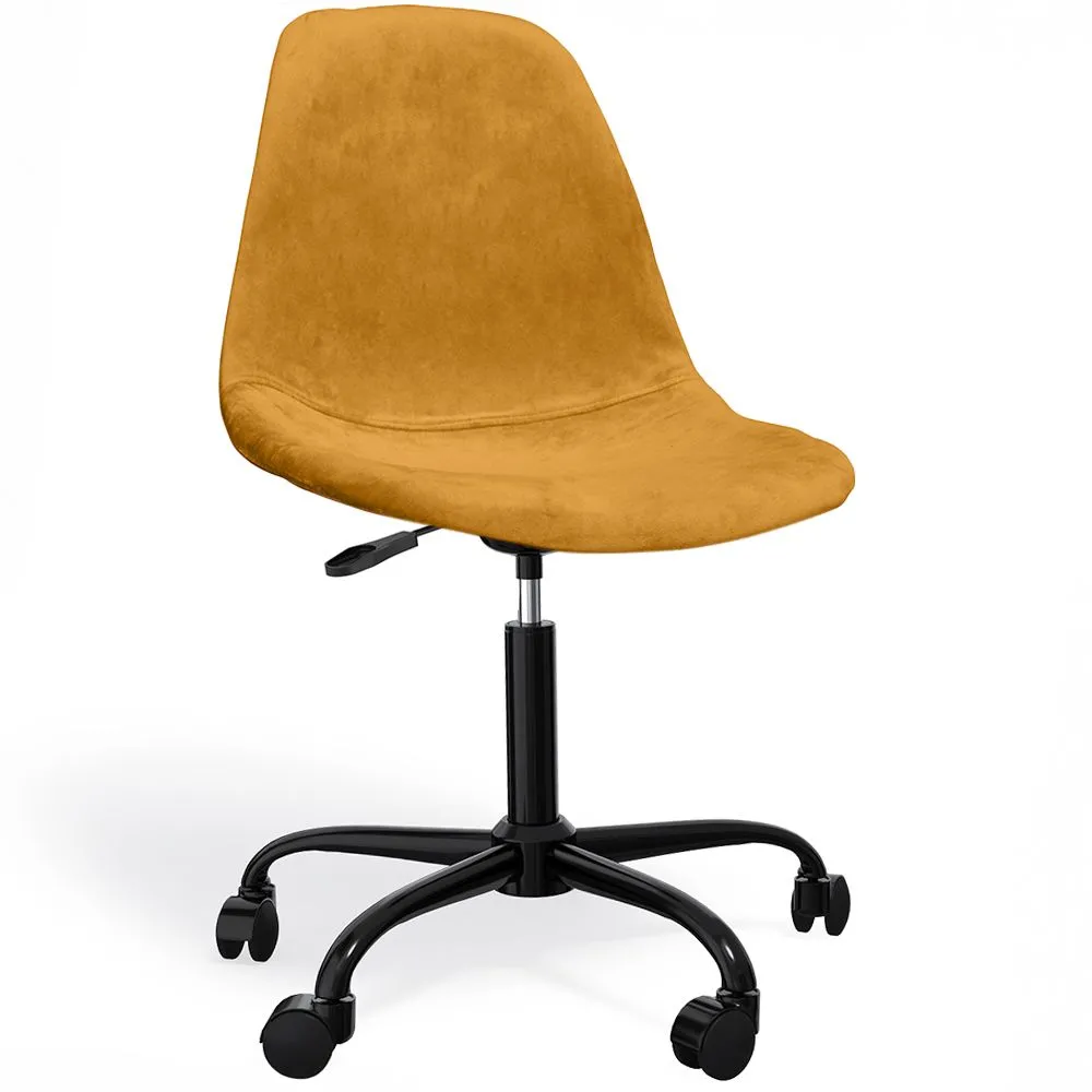 Bureaustoel Draaibaar met Wielen – Fluwelen Bekleding – Stalen Zwarte Poten - Denisse image 8