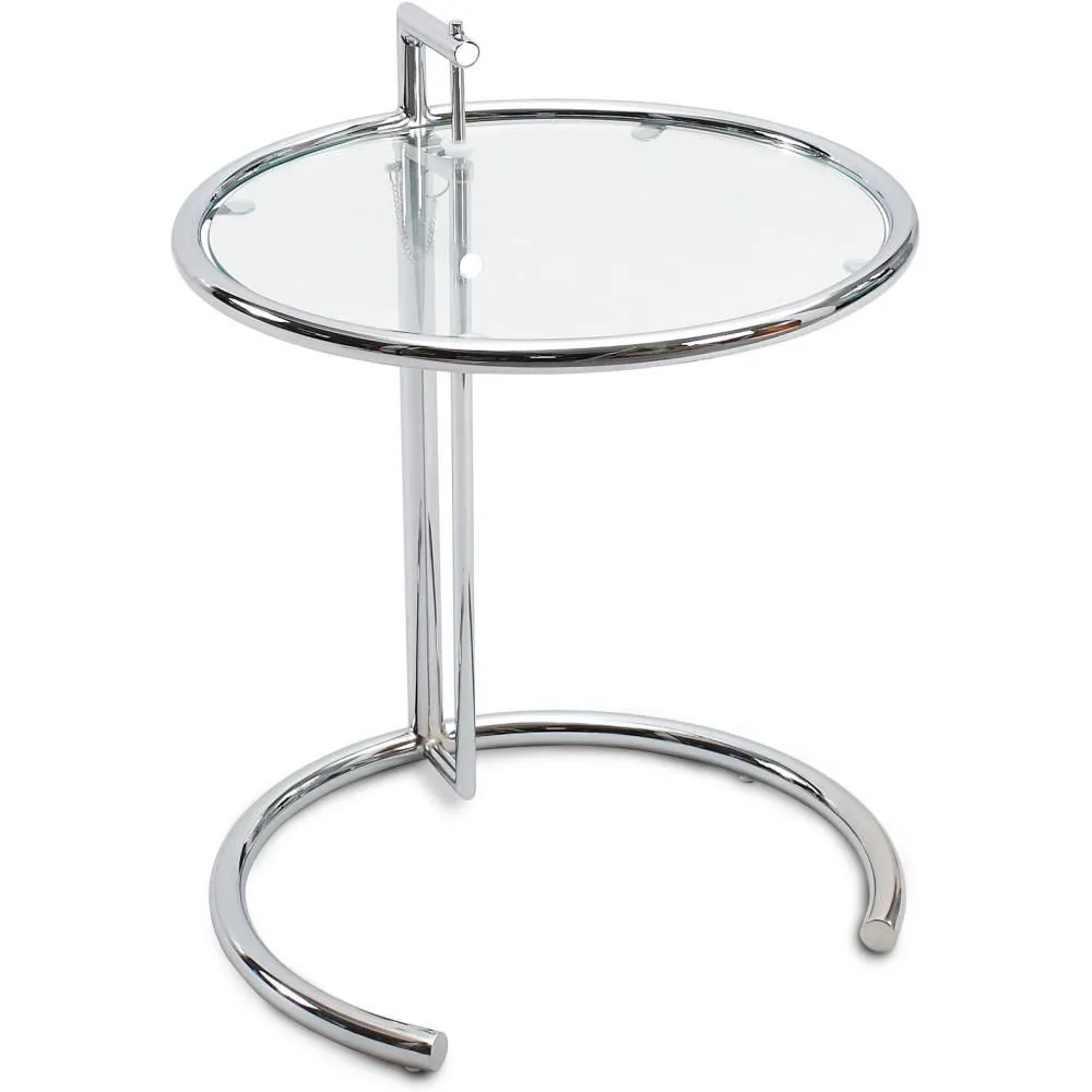Ronde verstelbare bijzettafel - glas & staal - Lake image 8