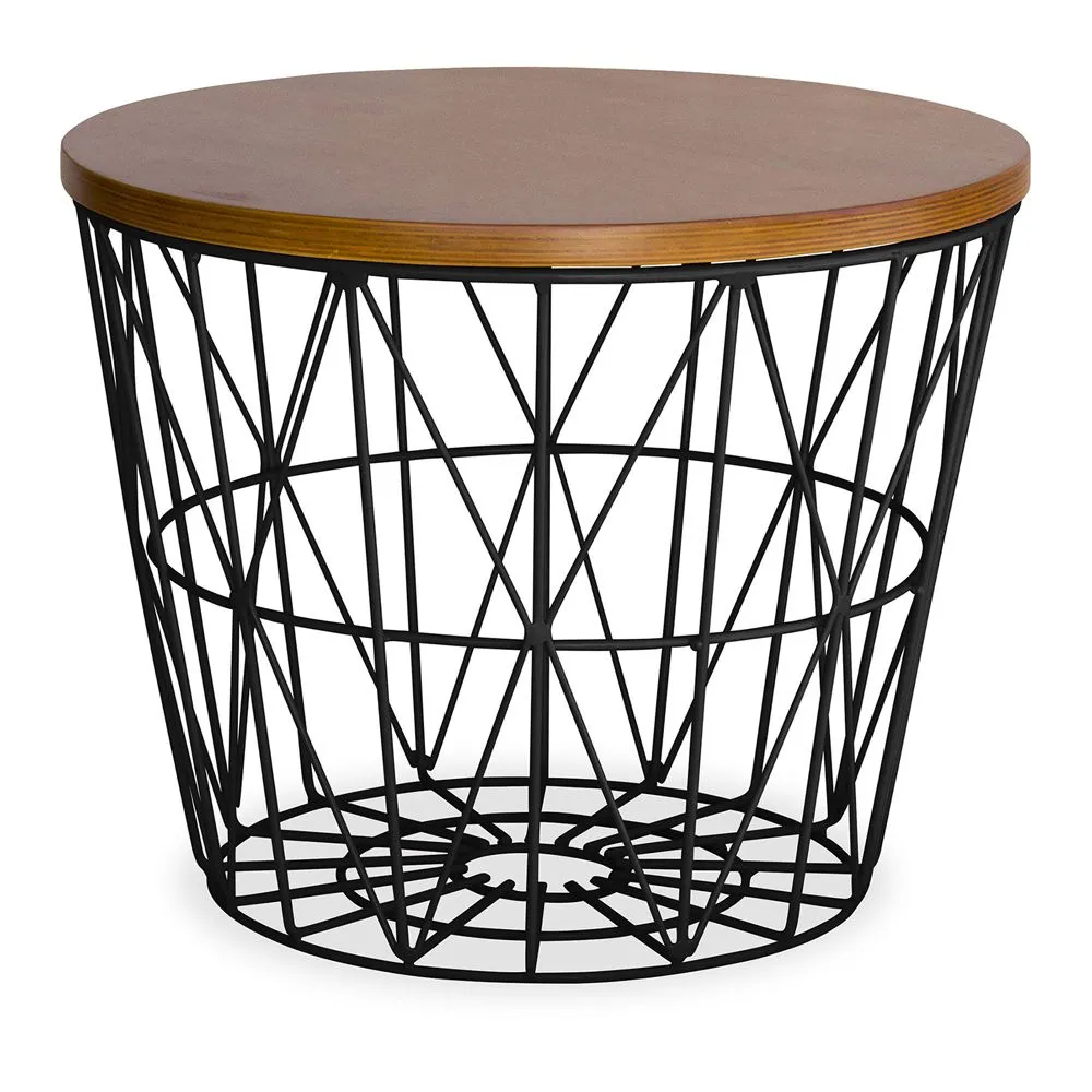 Ronde Bijzettafel - Industrieel Ontwerp - Hout & Metaal - Basker image 8
