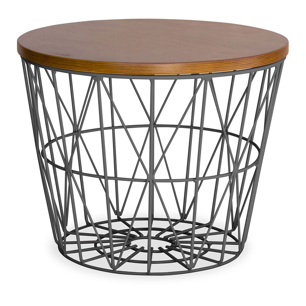 Ronde Bijzettafel - Industrieel Ontwerp - Hout & Metaal - Basker image 8