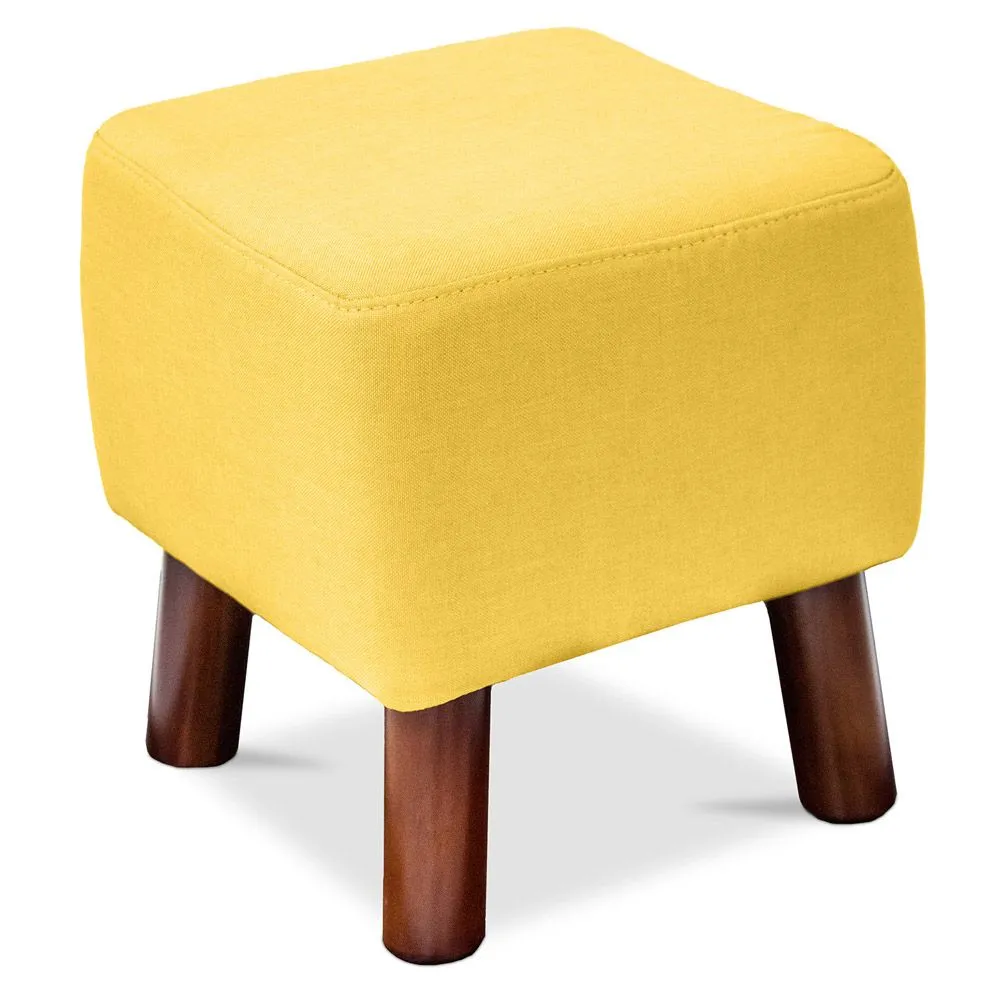 Vierkante poef - Linnen Bekleed - Hout - Nor image 8