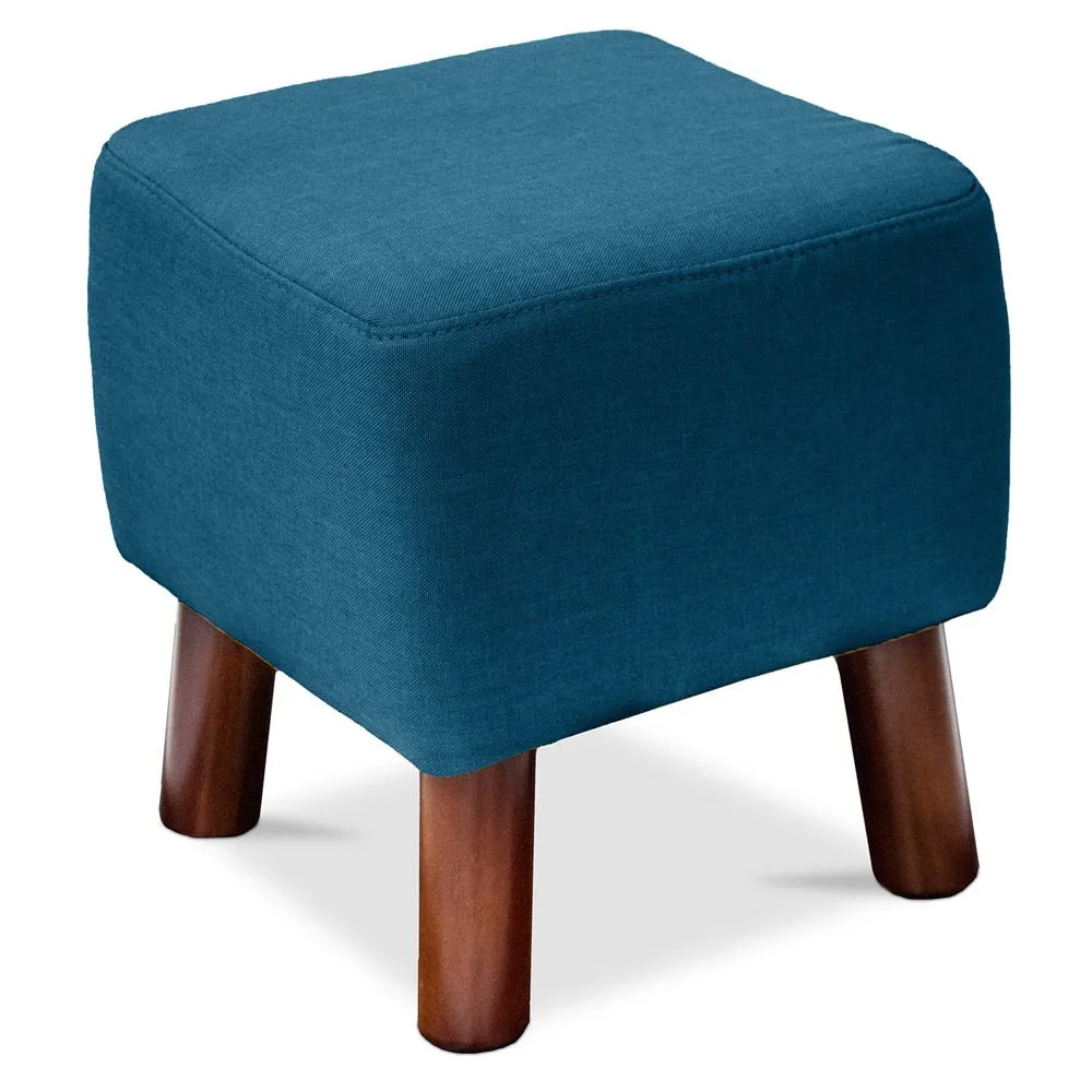 Vierkante poef - Linnen Bekleed - Hout - Nor image 8