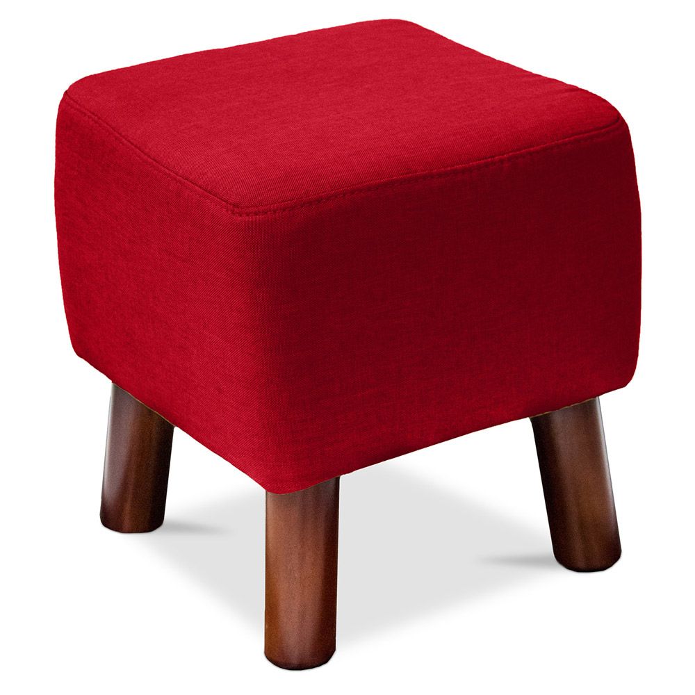 Vierkante poef - Linnen Bekleed - Hout - Nor image 8