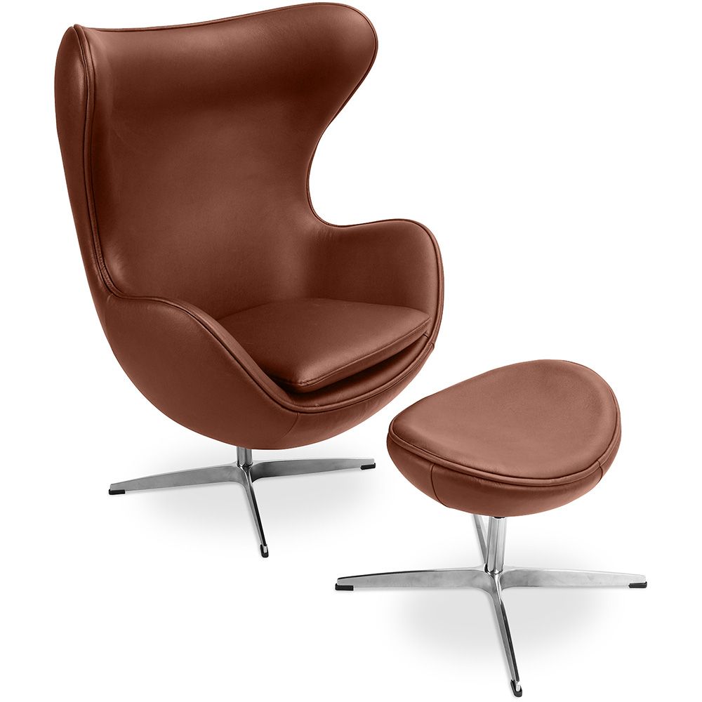 Design fauteuil met voetensteun - Egg Design - Gestoffeerd in leer - Brave image 8