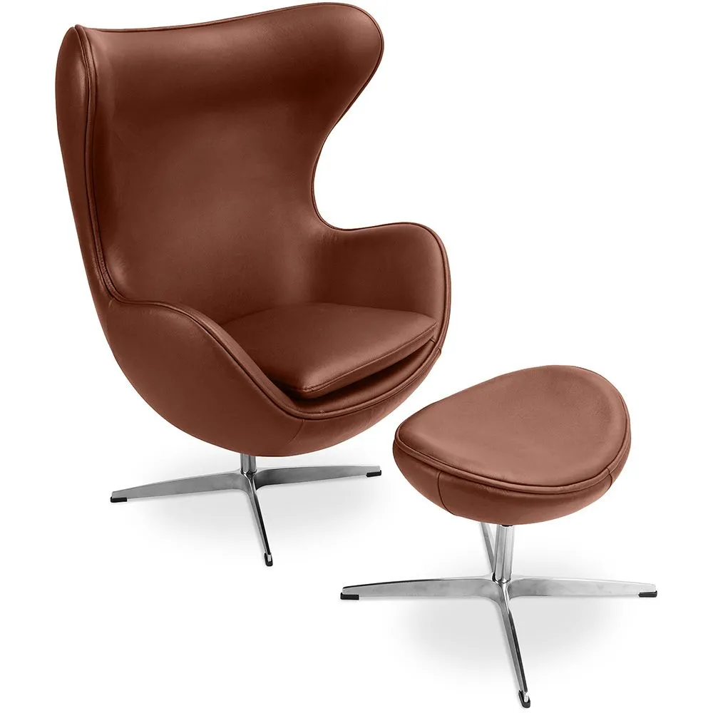 Design fauteuil met voetensteun - Egg Design - Gestoffeerd in leer - Brave image 8