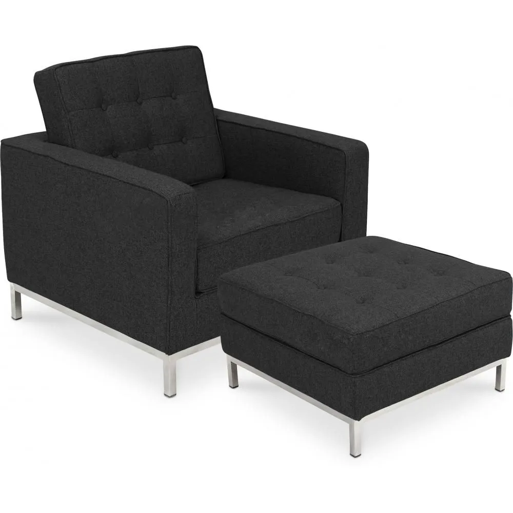 Design fauteuil met voetenbankje - Cashmere bekleed - Konel image 8