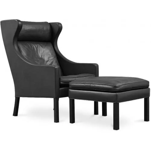 Design Fauteuil met Voetenbankje - Bekleed in Leder - Micah image 8