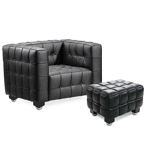 Fauteuil met voetenbankje - Gestoffeerd in leer - Nubus image 8