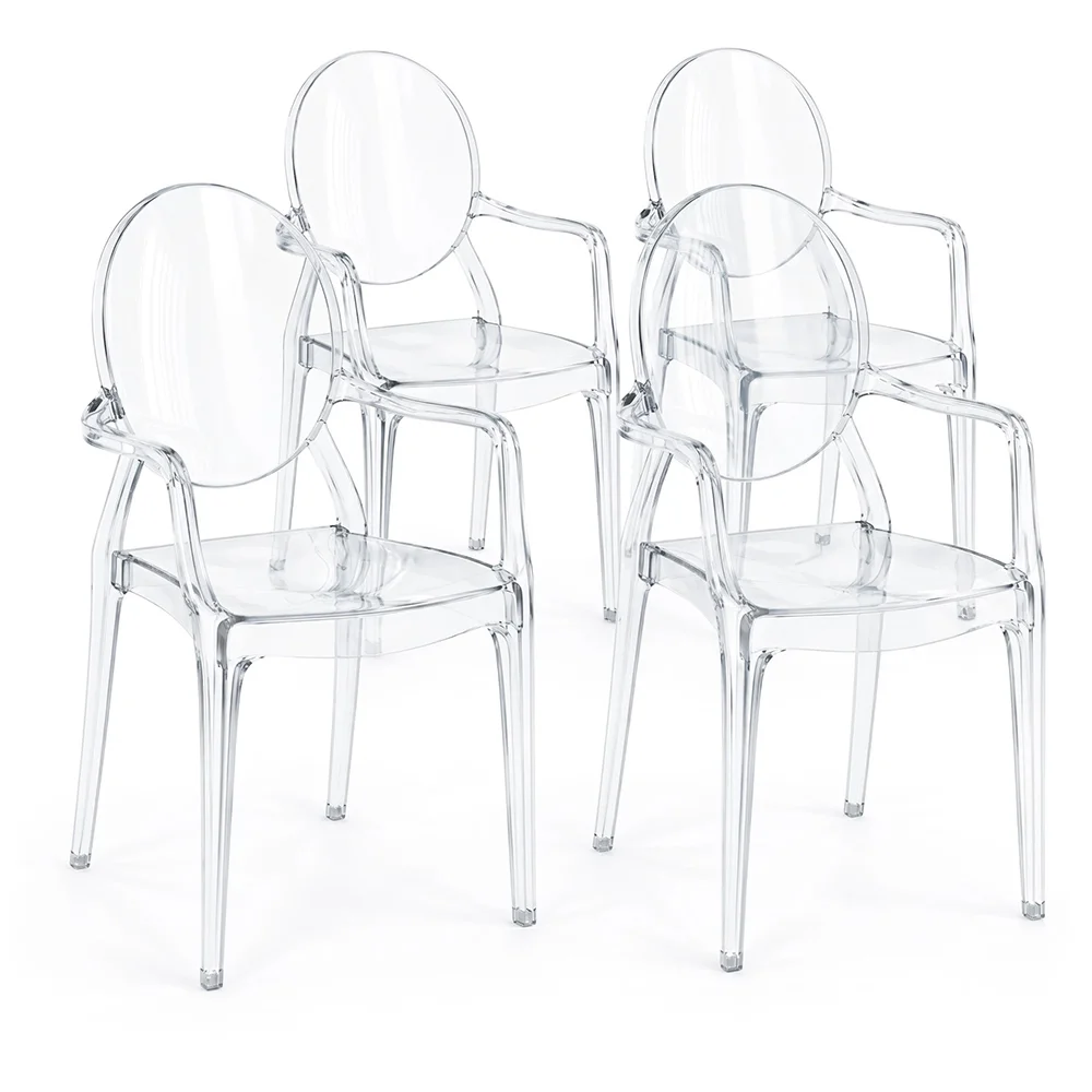 Set van 4 Eetkamerstoelen - Transparant - Ontwerp met Armleuningen - Arthur image 8