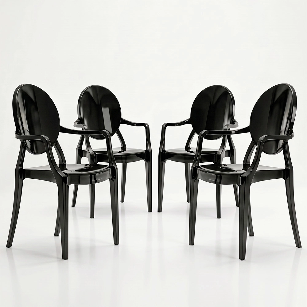 Set van 4 eetkamerstoelen - Transparant - Design met armleuningen - Louis XIV image 8