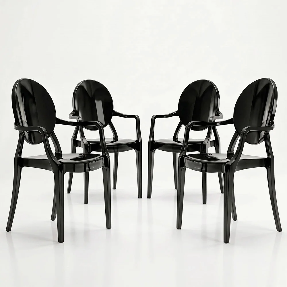 Set van 4 Eetkamerstoelen - Transparant - Ontwerp met Armleuningen - Arthur image 8