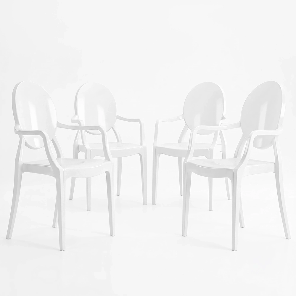 Set van 4 eetkamerstoelen - Transparant - Design met armleuningen - Louis XIV image 8