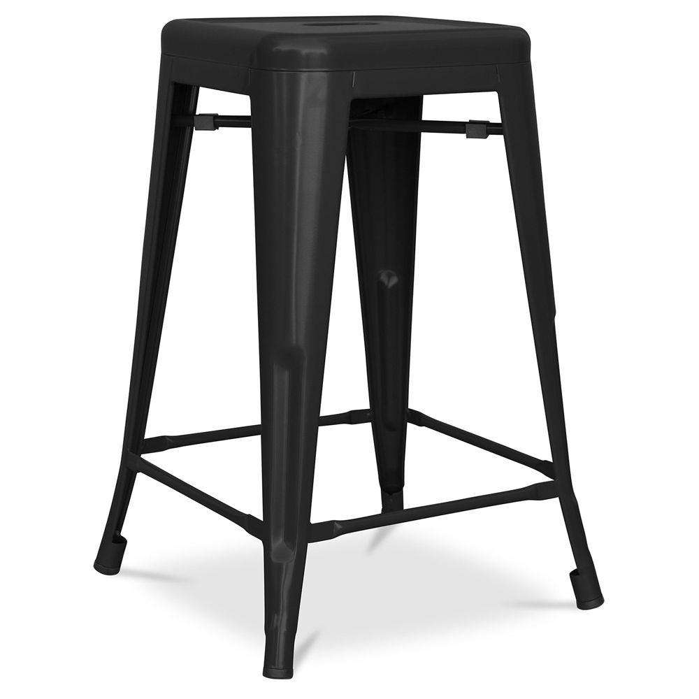 Barkruk industrieel ontwerp - mat staal - 60cm - Stylix image 8