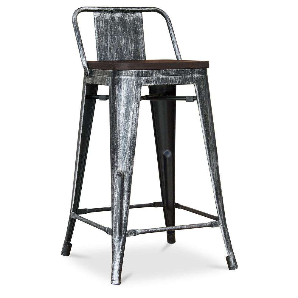 Barkruk met rugleuning - Hout & Staal - 60 cm - Stylix image 8