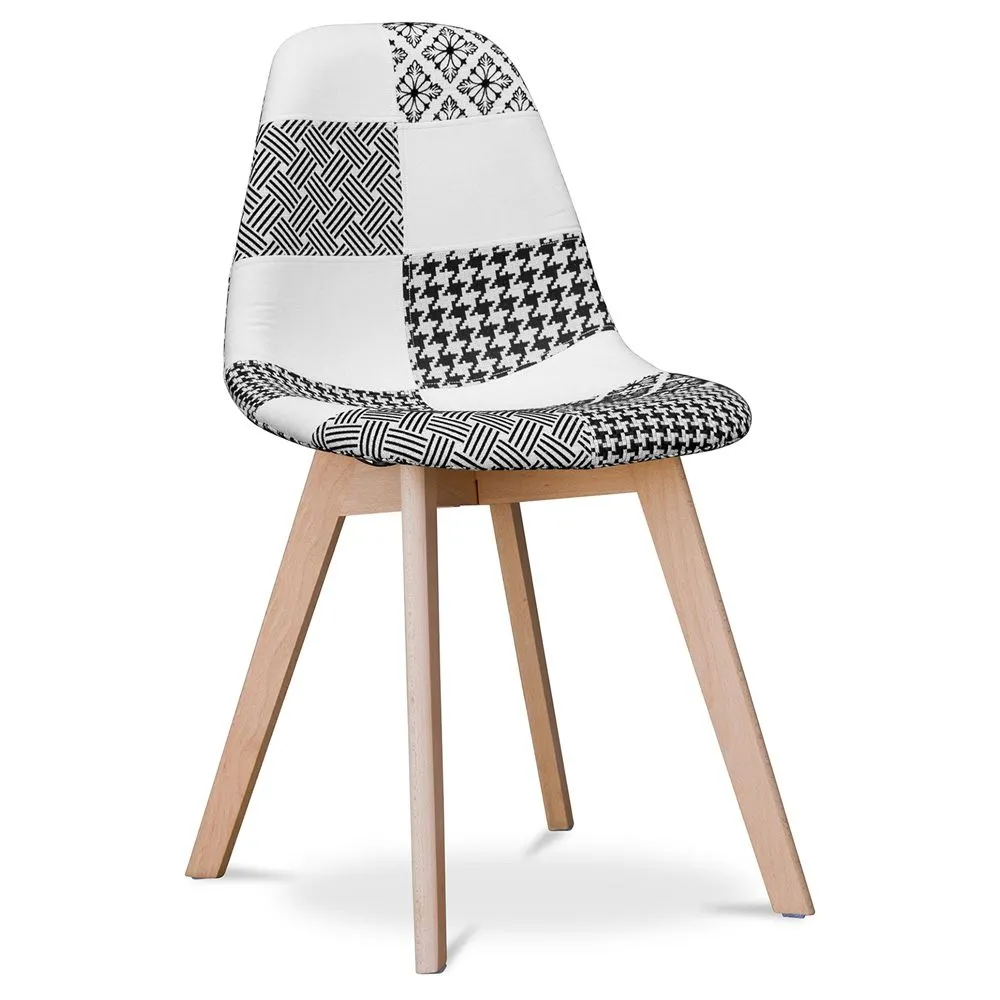 Eetkamerstoel - bekleed met patchwork - zwart-wit - Denisse image 8